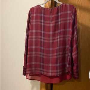 The Limited Red Plaid Women Button Down Shirt